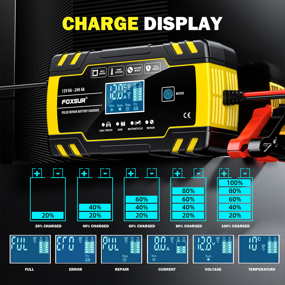 Pengisi Daya Pulse FOXSUR FBC1 - Agm Deep Cycle Battery ulasan dan harga